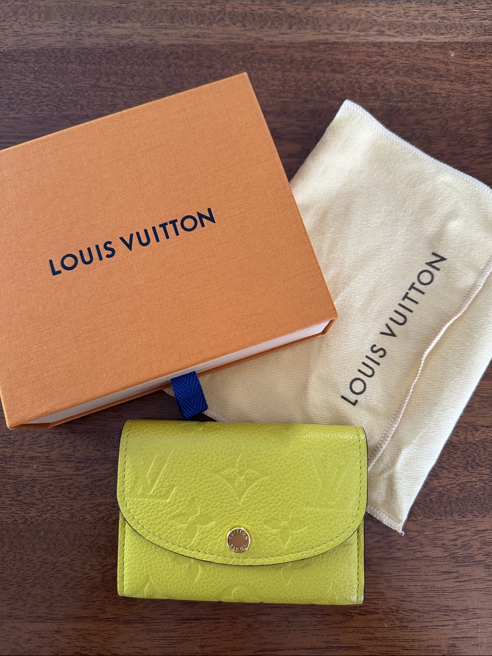 Louis Vuitton Yellow Empreinte Monogram Rosalie Embossed Wallet with Box AUTH
